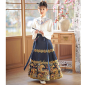 汉服秋冬款 2024龙年拜年服儿童过年喜庆衣服 女童国风马面裙套装