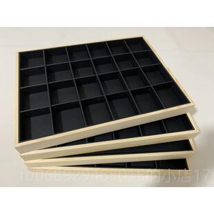 正品实大黑色皮革宝展示托盘创意戒指项炼存木储空珠托展示盘道具