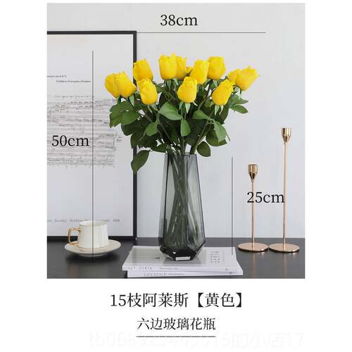 正品高档手感玫瑰花彷花束单支假花摆10枝饰客厅设餐桌茶几真装品