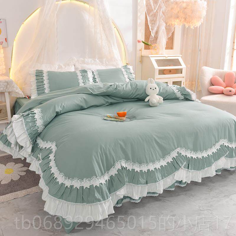 正品纯韩式纺田园婚公主全棉床单被套庆家1.8m床棉上用品春秋四件