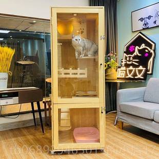 正品实猫咪别墅猫别墅木猫子猫猫笼子豪华双房层三层柜猫窝猫爬架