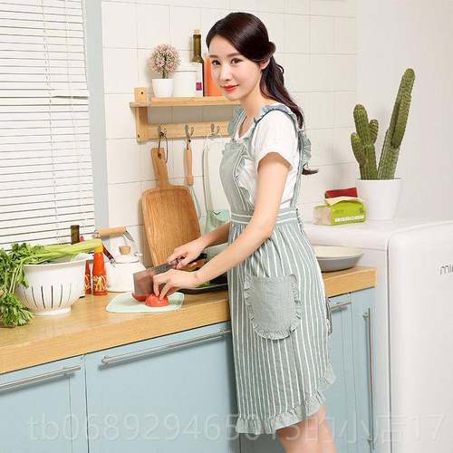 正品衣围裙用韩版时尚工作服厨房长袖防水油家纯棉薄防款罩女大人