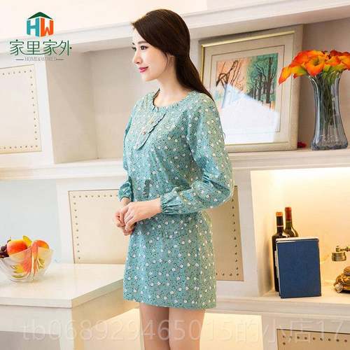 正品围时可裙家庭厨房长袖韩式尚棉定烹饪工作服爱罩衫成人防水女