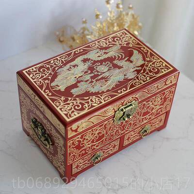 正品钿漆器首螺饰盒铜丝镶嵌复古首饰收纳平婚遥漆器盒盒结礼物带