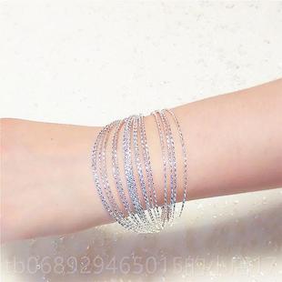 正品92层5纯银多手镯 西宫银饰开口女银环 星星图案日手韩风