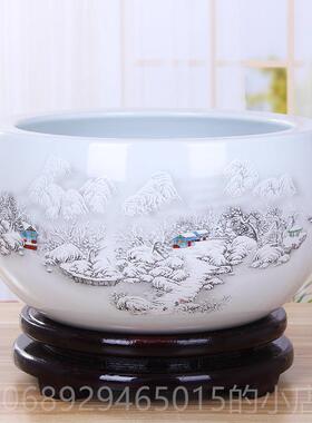 正品黄色圆形种花盆特大德号景盆镇陶瓷水培家金用养睡碗莲盆鱼缸