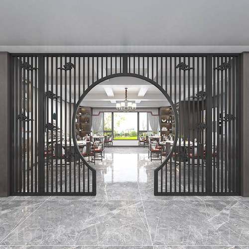 正品简现代铁艺镂空约式办公室玄中关风柜月亮门客厅屏隔断墙工业