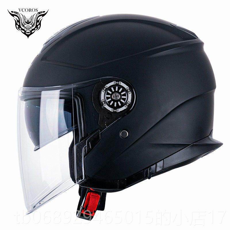 正品VCOROS半摩托C车冬季头盔3男双镜片盔4分之3盔巡航安全认证电