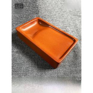 正品椭圆形素色砚泥砚用非物质文化遗书产手雕中传统烧窑法专砚台