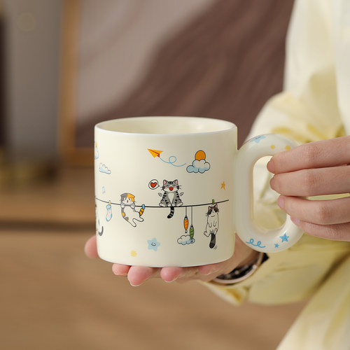 马克杯可爱猫咪陶瓷杯子高颜值咖啡杯办公室家用水杯创意礼品