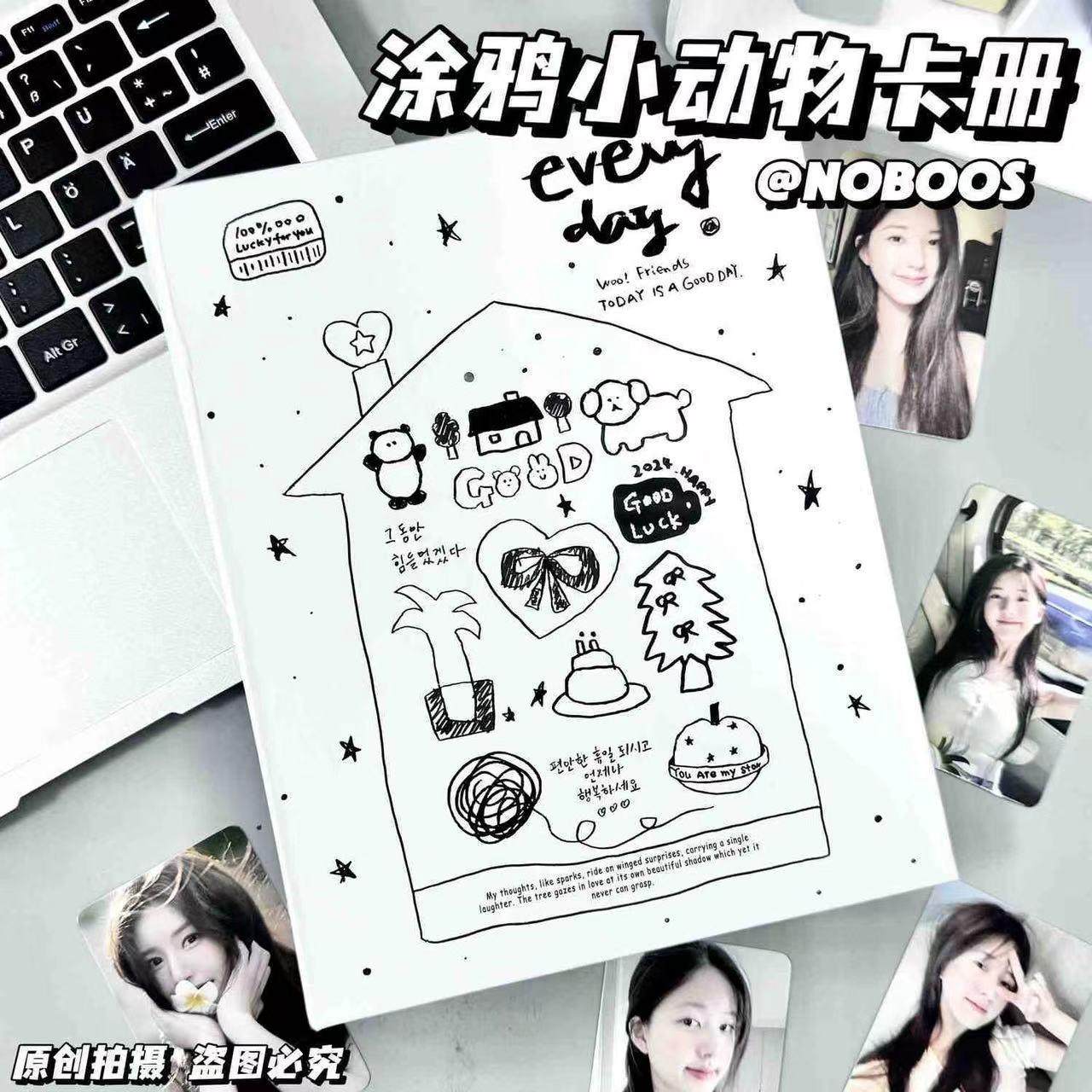 黑白小动物四宫格卡册高颜值爱豆活页3寸小卡收纳追星收纳相册