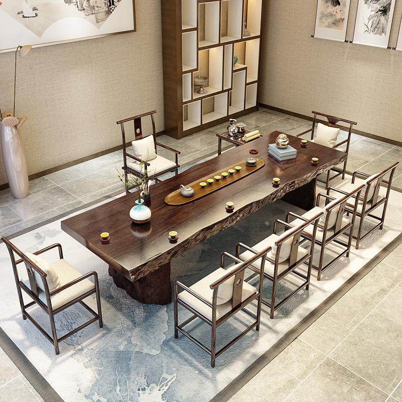 新中式实木茶桌全套家用原木喝茶桌子大板功夫茶台客厅茶桌椅组合