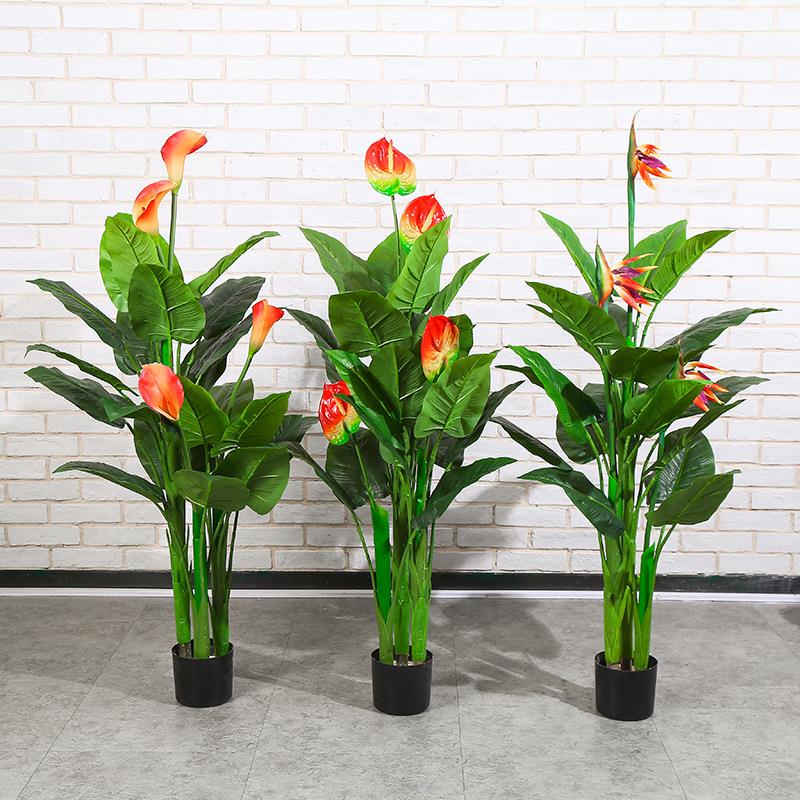 仿真花仿真植物天堂鸟盆栽红掌马蹄莲鹤望兰盆客厅装饰摆件