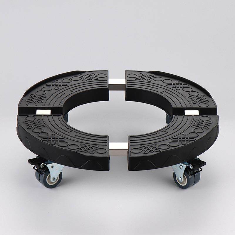 不锈钢管圆形可伸缩花盆盆栽托盘底座架带轮可移动花架植物移动架