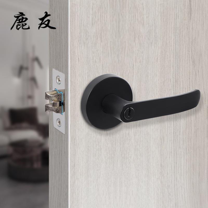 三杆锁执手锁酒店房门锁卫生间门锁无钥匙球形锁黑色卫浴门锁
