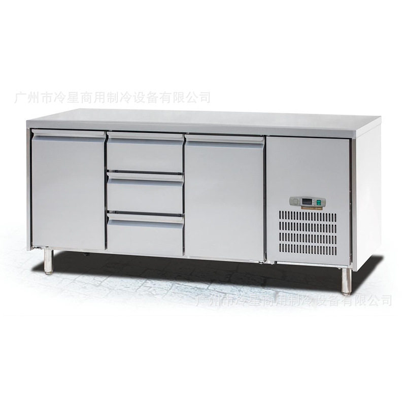 两门三抽屉冷藏工作台冰柜风冷无霜抽拉式机组不锈钢110V60hz冰箱