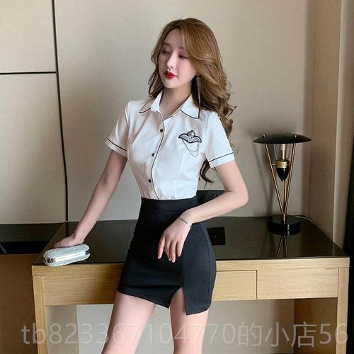 高档白摩衬衫套装裙性感技足疗足师工作服20浴22新款桑拿按酒店工