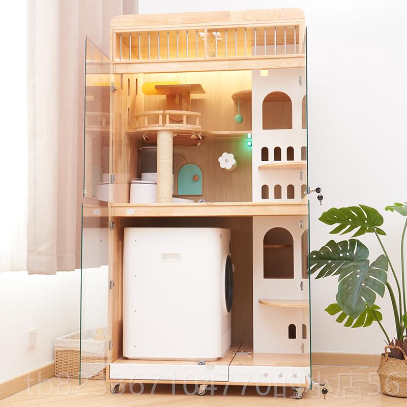 高档猫别墅实木猫子猫柜笼可能放智可猫砂盆家用猫窝猫咪爬架猫舍