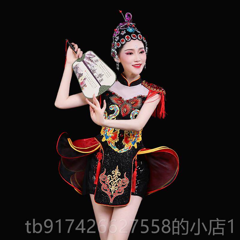 新款中服国风京剧服装女花戏服演出民族腰鼓队旦鼓服成人戏服打女