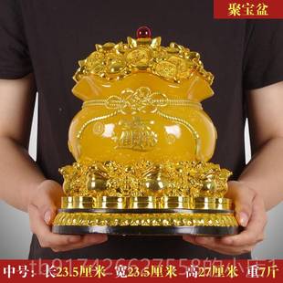 盆开业礼品聚 饰品店铺 新款 聚宝摆件招财财风水办公室酒柜招财装