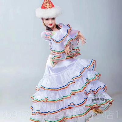 新款新新疆哈萨克裙族子疆人少数民族舞蹈演出服装女装裙子长款包