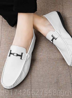 新款白鞋2023春鞋韩版鞋子逗豆豆痘男土dd逗人一懒脚蹬赖痘人鞋小