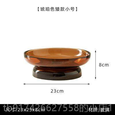 新款北欧风高脚玻璃水厅用果盘高级感家客茶摆件大容量干果盒糖几