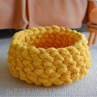 高档可爱宠猫物iy手工编织窝幼猫圆形闭式大封号猫屋四季猫垫d子