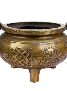 纯铜八宝香炉摆件香道用具香薰炉线香盘香檀大小号香炉具三足铜鼎