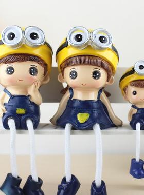 创意一家三口树脂吊脚娃娃家居装饰品摆件客厅卧室酒柜隔板摆设