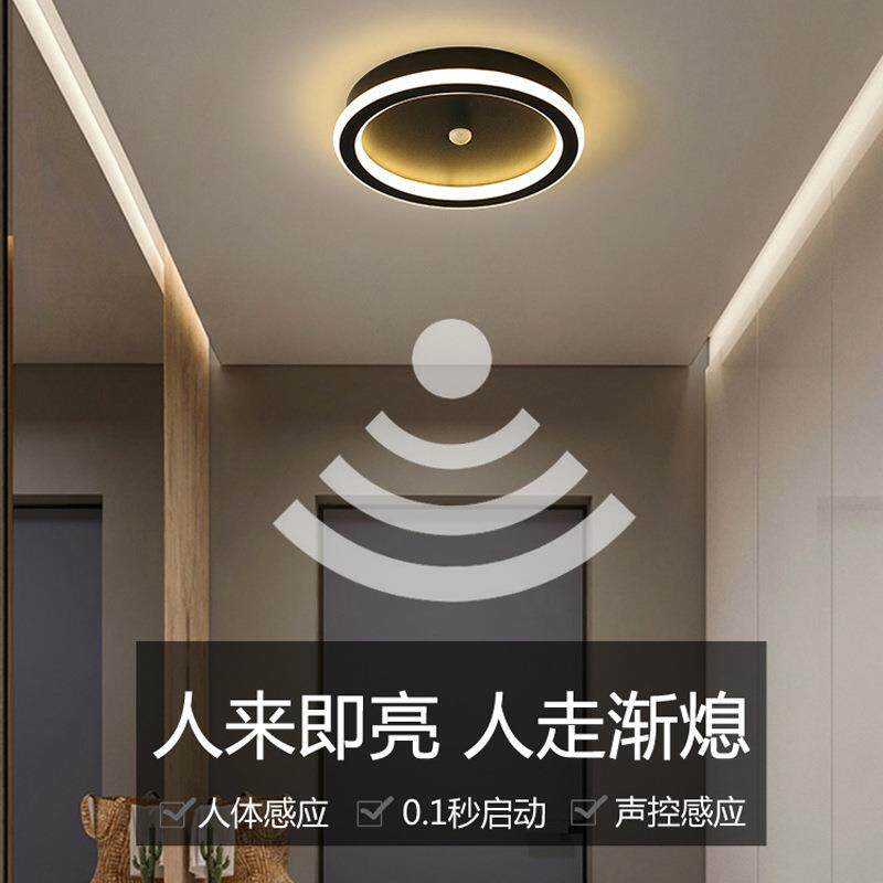 感应过道灯走廊灯门厅入户灯简约现代北欧LED吸顶圆形玄关阳台灯