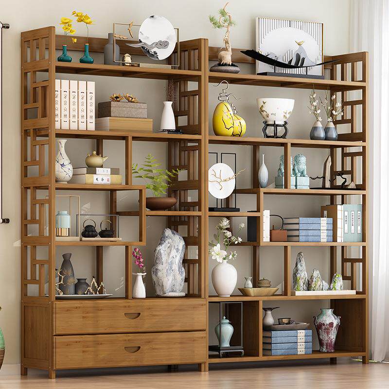 博古架实木中式仿古书架古典多宝阁茶具叶隔断小摆件展示柜置物架