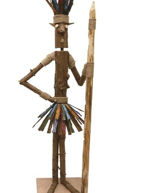 创意摆件部落酋长木头人偶站立木头人橱窗花艺布场原木装饰道具