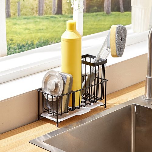 厨房海绵带托盘沥水架收纳抹布百洁布洗洁精钢丝球不锈钢置物架