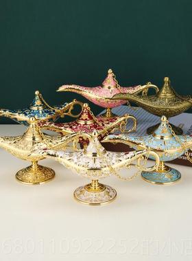 正品阿斯拉丁神灯意家用复古东南亚工艺品轻奢创书房愿灯许俄罗摆