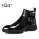马靴厚底大头男靴面 漆亮皮皮靴男短真皮高帮皮鞋 正品 V丁Q靴GT冬季