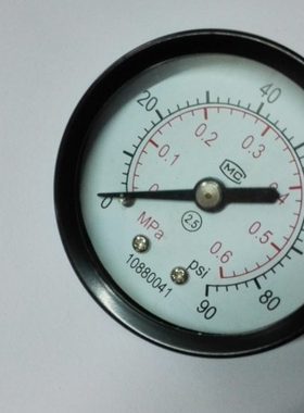 50mm 轴向背接压力表y502z 双刻度显示0-0.6mpa 0-90psi