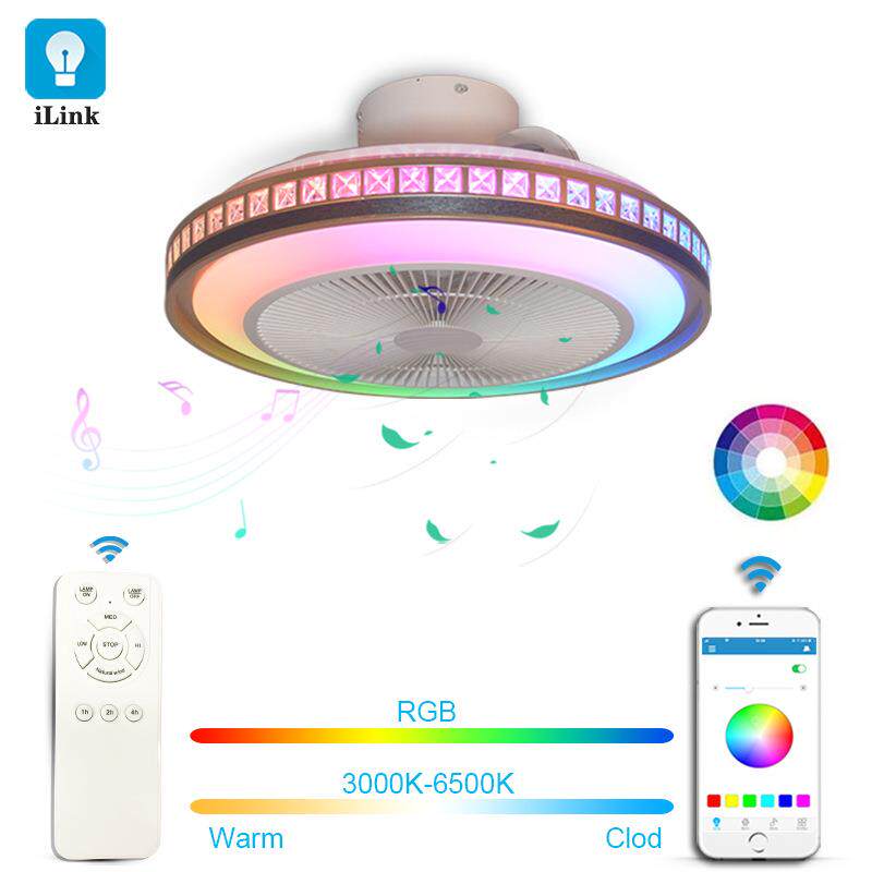 幻彩吸顶风扇北欧家用卧室餐厅LED吊扇灯智能APP蓝牙音乐智能风扇
