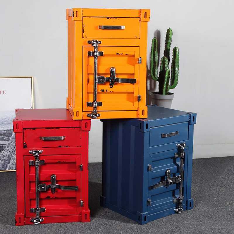 工业风储物柜集装箱柜子带锁创意床边小柜子铁艺床头柜小型收纳柜,3C数码配件,摄像机配件,淘宝优惠券,粉丝福利购,淘宝优惠卷