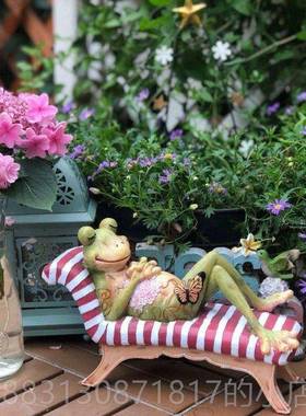 正品推花园荐-花装饰摆件 树脂园青蛙庭院 露台园艺杂货桌面装饰