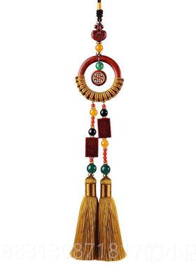 正品采购产品汽车吊坠，民族车格的风红色檀香全汽吊坠安，手工包