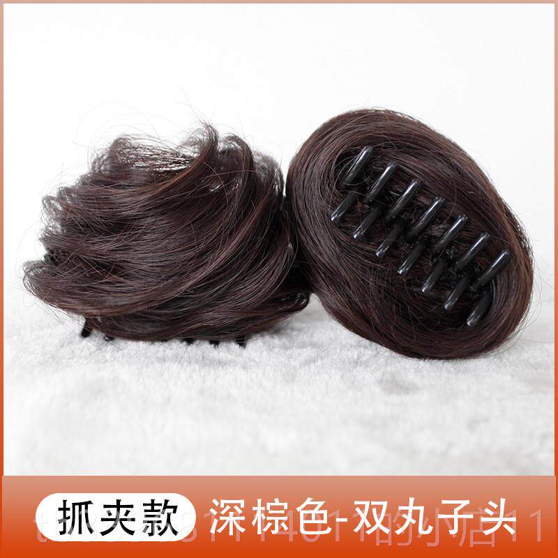高档双丸子头假发圈盘发器女发蓬松假真发丸子头饰哪咤头发苞发圈