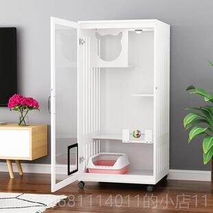 高档木制猫笼墅别实木华三层家庭猫室橱柜四通用猫繁季殖豪室宠物