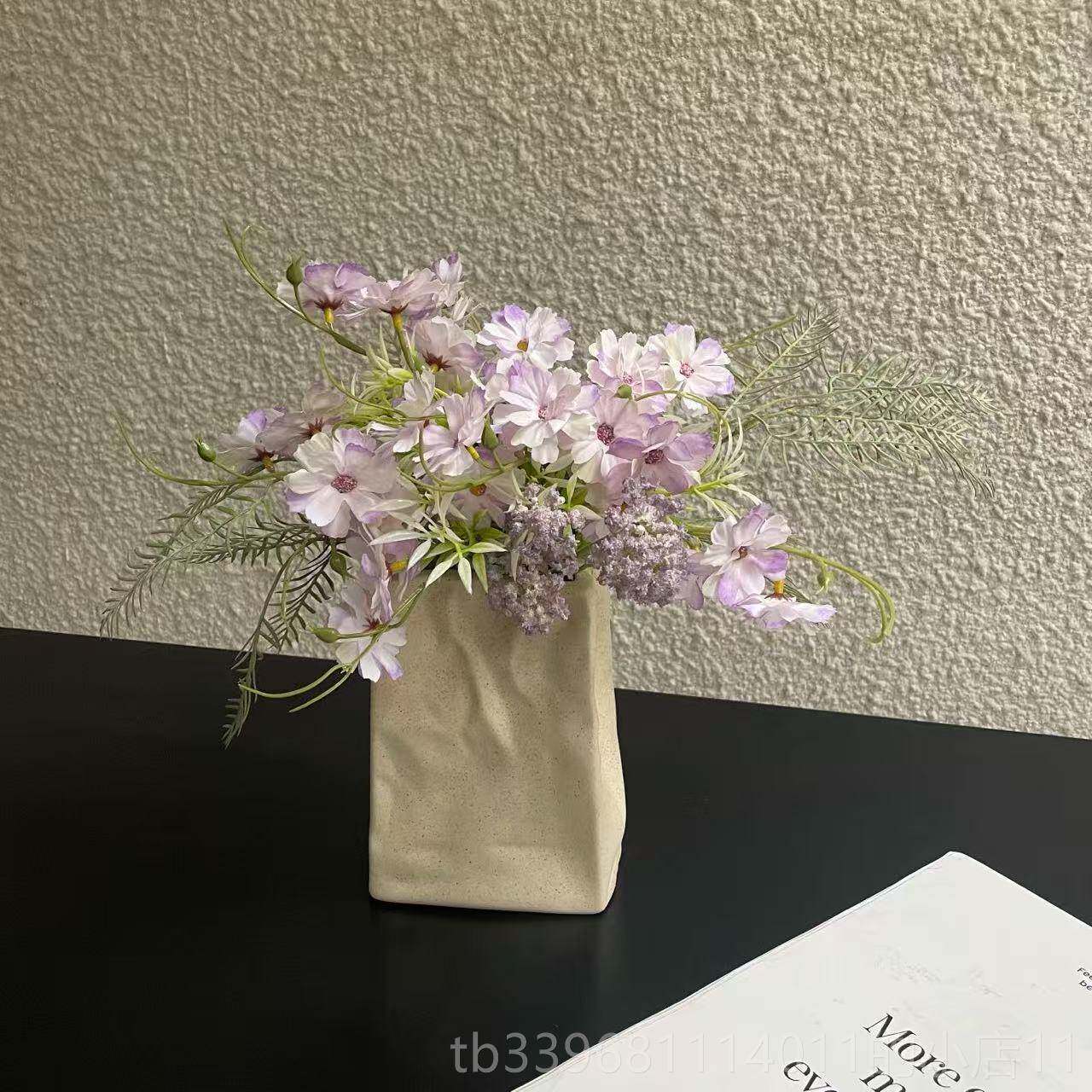高档纸鸳 餐设计手扎花束花套装桌瓶面茶几卫师生间桌摆件
