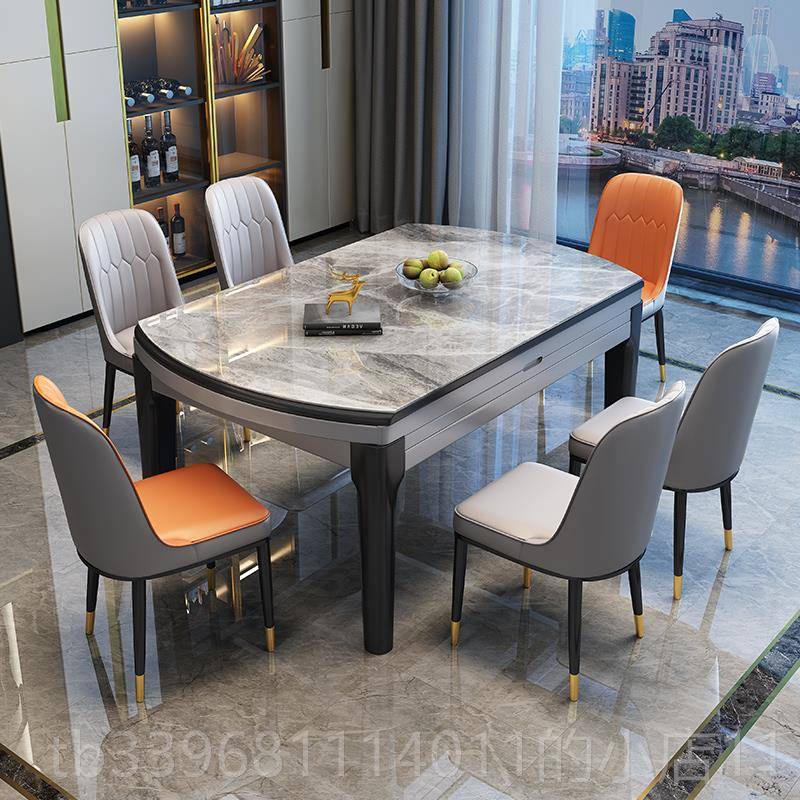 高档岩桌板家餐桌025新款轻奢现代简约用小户型折叠饭子实木可变