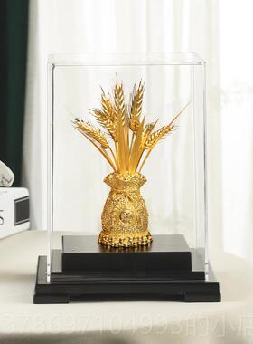 新款金陵金金公箔黄麦穗大卖办公桌摆件业贺礼乔迁礼物开办室桌面