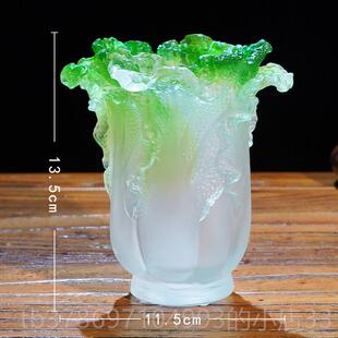 新款琉璃百教财笔筒高摆件白菜家居书房办室桌面礼公物送师领导档