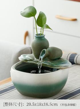 新款小型摆件创意式家居客厅招书房玄关装饰流水财加鱼缸湿器送礼