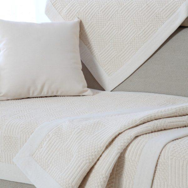 米白色纯色四季棉麻沙发垫子布艺扶手靠背巾客厅真皮亚麻防滑坐垫