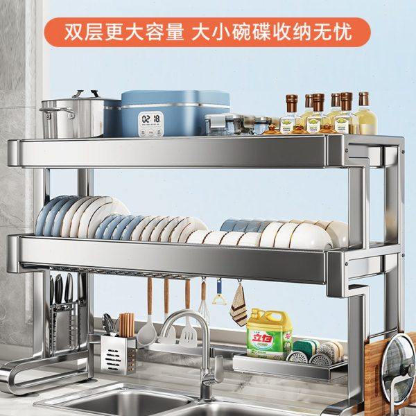 304加厚不锈钢厨房碗架沥水收纳架多功能台面放筷盘碟置物篮碗柜,厨房/烹饪用具,水槽置物架,淘宝优惠券,粉丝福利购,淘宝优惠卷